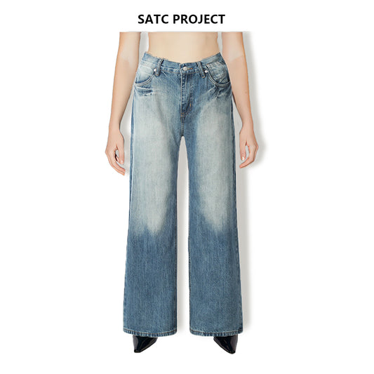 Washed Color-Blocking Straight-Leg Jeans | SATC Project