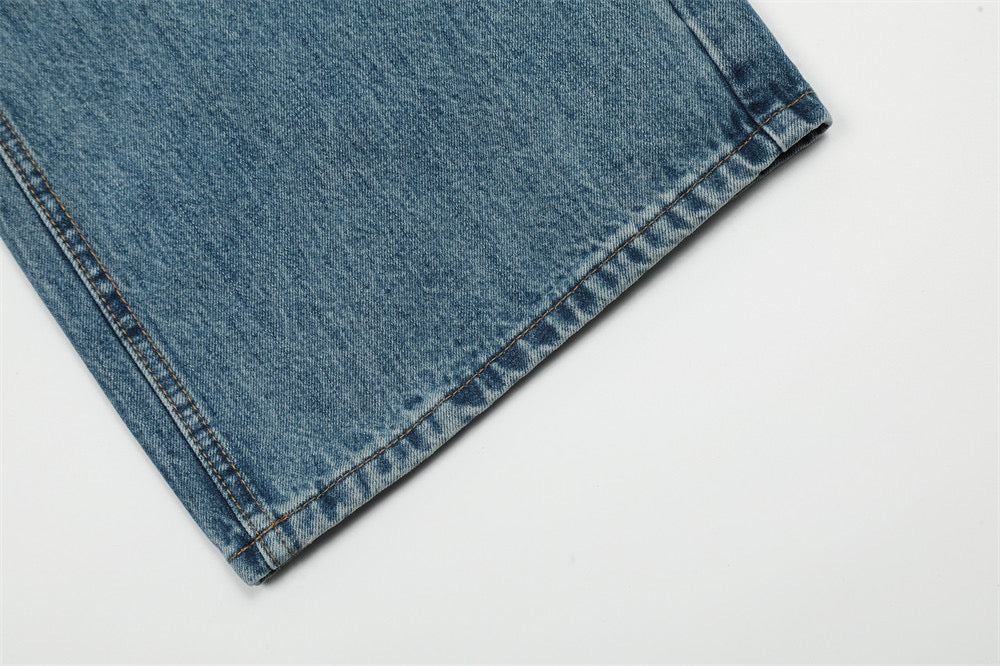 Washed Color-Blocking Straight-Leg Jeans | SATC Project