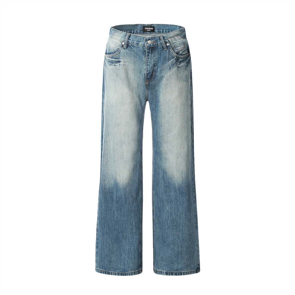 Washed Color-Blocking Straight-Leg Jeans | SATC Project