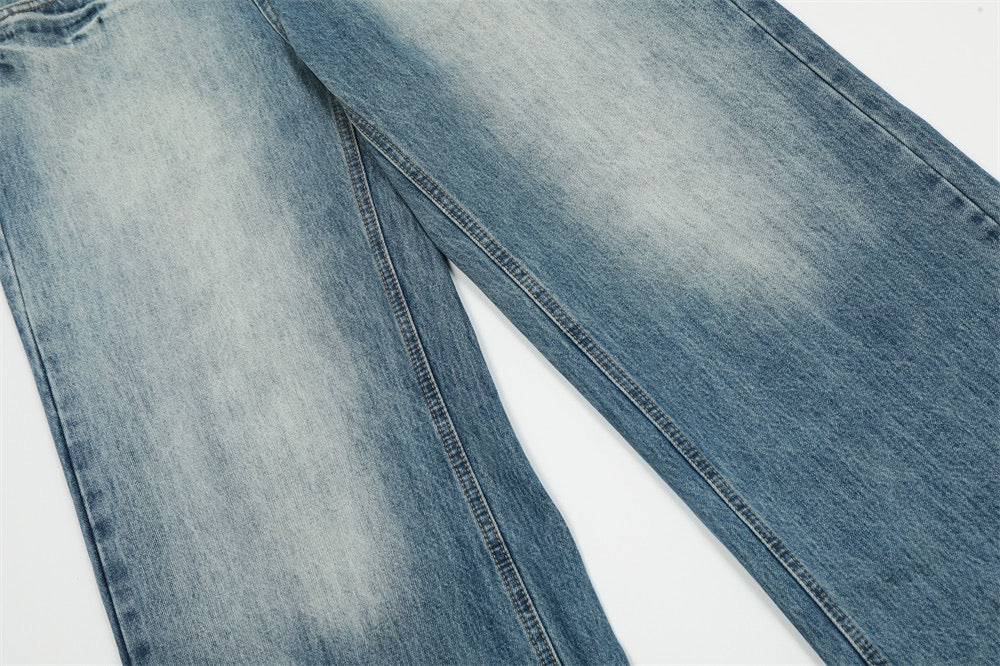 Washed Color-Blocking Straight-Leg Jeans | SATC Project